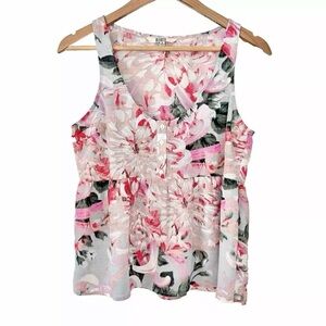BB Dakota Babydoll Floral Tank Top Womens S Small Colorful Scoop‎ Neck Shirt EUC